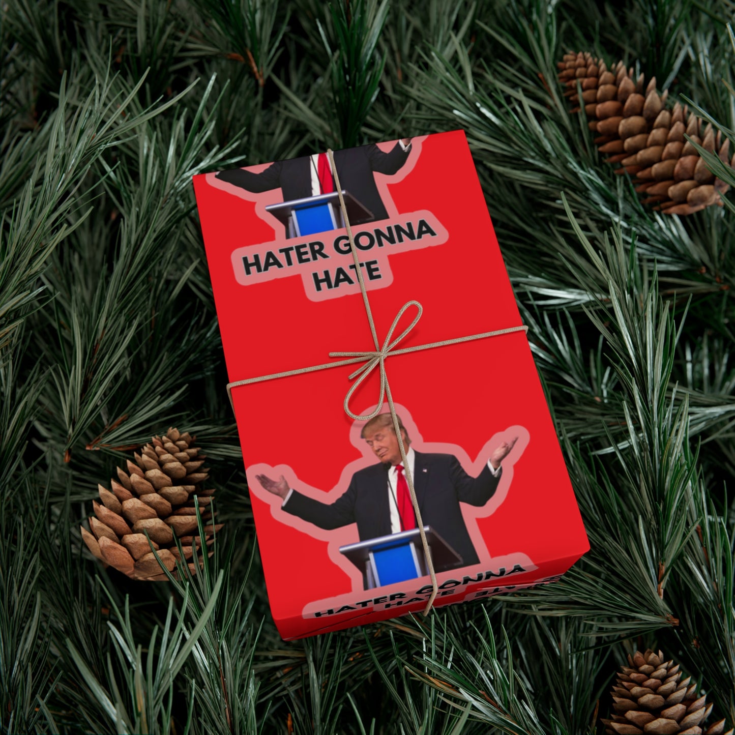 Trump "Haters gonna hate" wrapping paper.