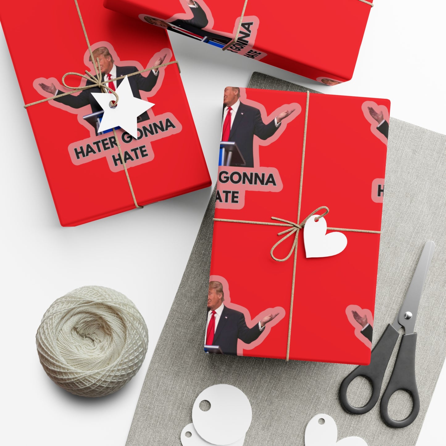 Trump "Haters gonna hate" wrapping paper.